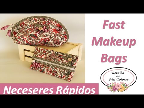 032 Fast Makeup Bags "Martina."  Tutorial on how to make it easy step-by-step. Free templates.