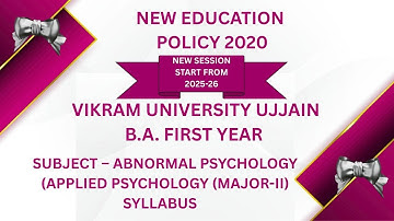Vikram University Ujjain B.A. 1st Year Sub – Abnormal Psychology (Major-II) Syllabus #viralvideo
