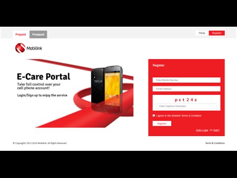 How to create an ecare account on mobilink