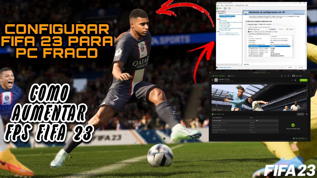 COMO CONFIGURAR FIFA 23 para PC FRACO 2023, COMO AUMENTAR FPS DO FIFA 23,  FPS CAINDO FIFA 23 😢 