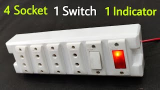 4 socket 1 switch 1 indicator connection |  How To Make An Electric Extension Board in Hindi Wealth