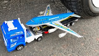 Experiment: Wheel Car VS Truck Trailer with Plane Toy. Crushing Crunchy &amp; Soft Things by Car!