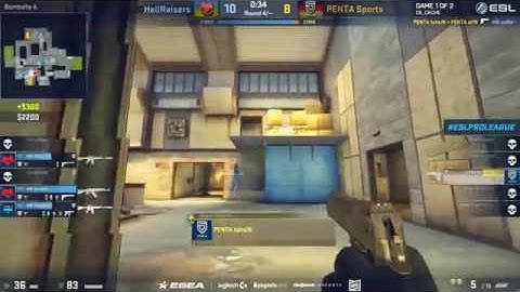CS:GO TashiN 1vs5 with deagle ACE | PENTA vs  HellRaisers | ESL Pro League Season 4 - Europe