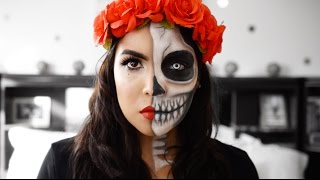 Completo cuerpo maquillaje calavera de