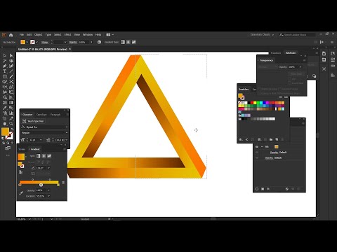 How to Draw an Impossible Triangle [Cách vẽ hình tam giác khối 3D lồng vào nhau] illustrator 27