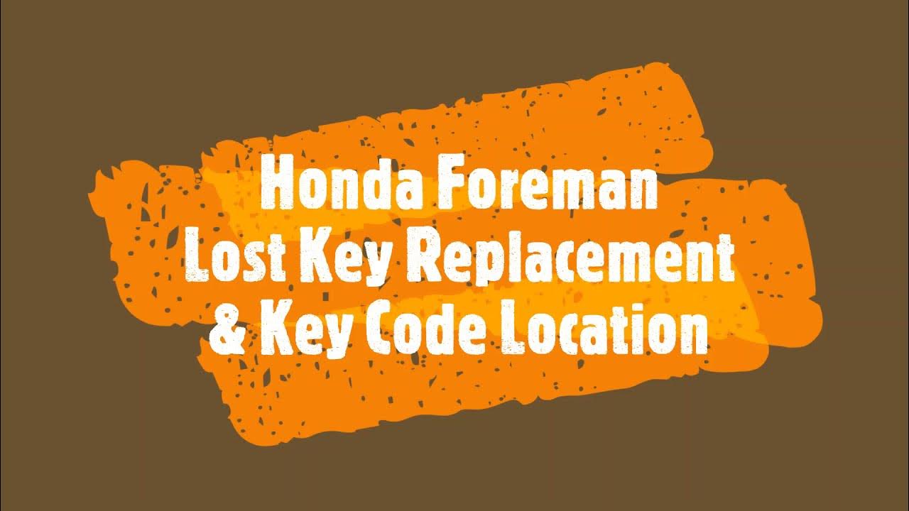 Honda Foreman Key code location how to video. Lost keys YouTube