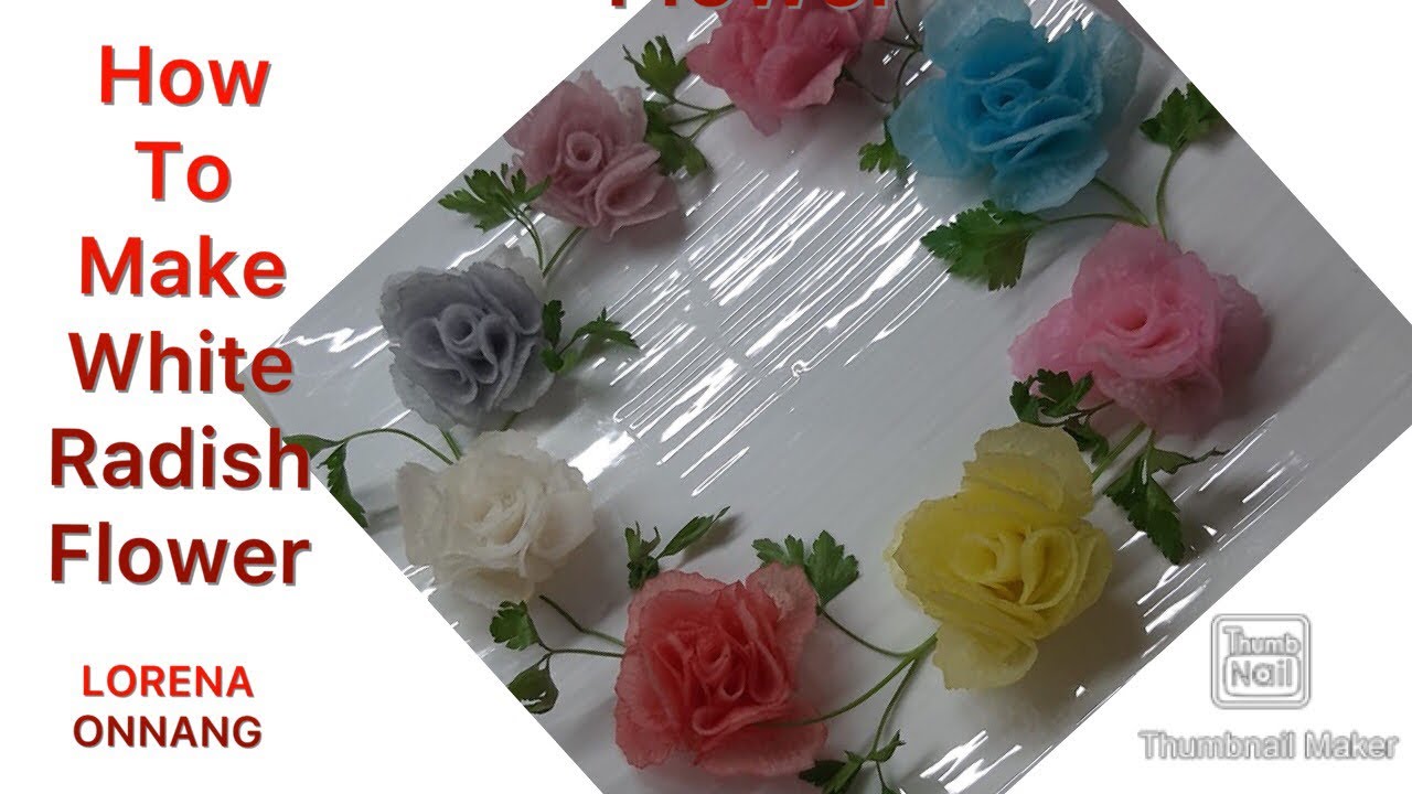 How To Make Radish Flower. Art In White Radish Rose_ YouTube