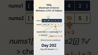 LeetCode 1855: How to solve Maximum Distance between pairs?#leetcode#coding#dart #shorts#programming