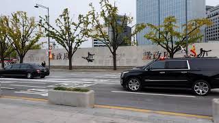 Motorcade of Spanish King Felipe VI and Queen Letizia in Seoul, Korea Motorcade of Spanish King Felipe VI and Queen Letizia in Seoul, Korea