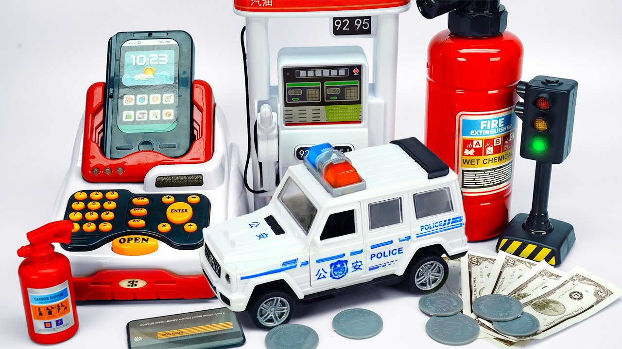 Satisfying Unboxing Police Car Toys & Gas Station Playset