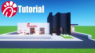 Minecraft-tutorial: Hoe maak je een moderne Chick-fil-A (restaurant) "2021 City Tutorial"