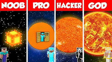 Minecraft Battle: NOOB vs PRO vs HACKER vs GOD: INSIDE SUN PLANET HOUSE BUILD CHALLENGE / Animation