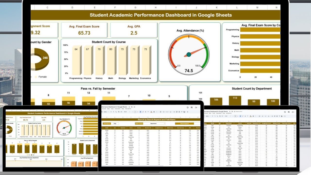 Student Academic Performance Dashboard in Google Sheets - YouTube