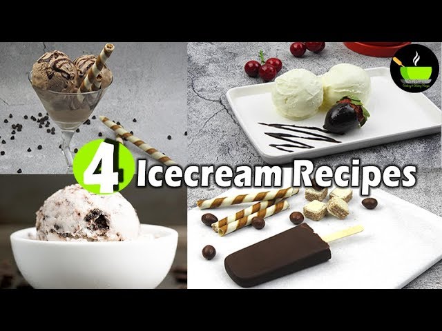 4 Easy Homemade Ice Cream Recipes | Chocolaty Choco Bar | Vanilla Ice Cream | Chocolate Ice Cream | She Cooks