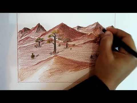 How to draw scenery of desert step by step using colour pencils - YouTube