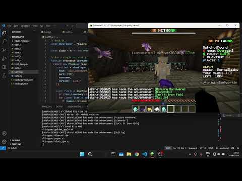 money farming in a p2w minecraft server (ND-network) using mineflayer