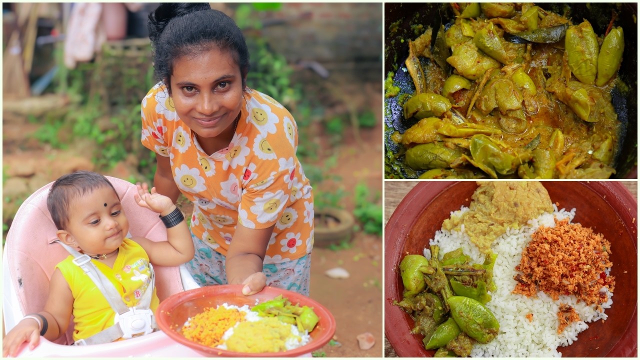 අපෙනුත් ආතල් ගන්න මිනිස්සු ඉන්නවා 🤣 එලබටු හාල් මැස්සෝ දලා හදලා ගලේ අබරපු පොල් සම්බොලේ - A tasty meal