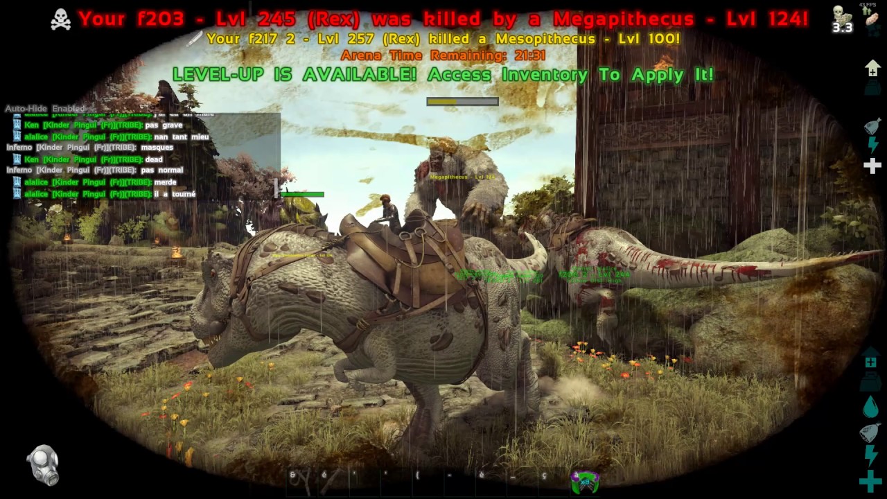 Ark Survival Evolved The Center Boss Fight rex Vs Megaphitecus Broodmother Youtube