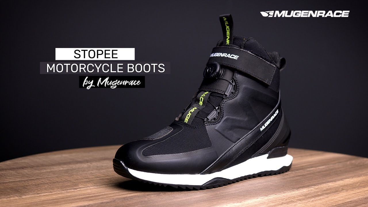 Stopee Mugenrace Stopee Motorcycle Boots - YouTube
