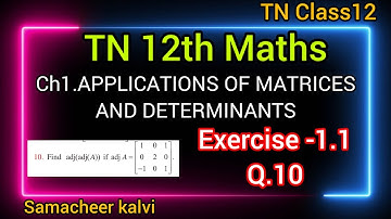 TN 12th maths|chap1-Applications of matrices and determinants|Exercise.1.1|Q.10
