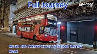 GoAhead London  Route N22 Oxford Circus To Fulwell Stanley Road. WHV161