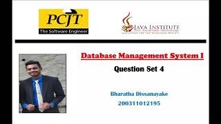 Question Set 4 | Database Management System 1 | Java Institute
