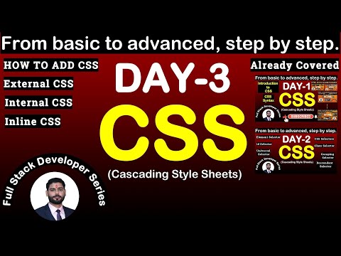 CSS Day-3 | CSS Tutorial for Beginners | How to Add CSS: External, Internal & Inline CSS #html5 #css