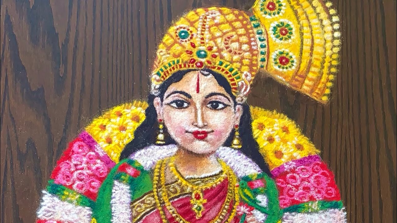 Andal portrait rangoli art | Andal in Colour Rangoli with Pa. Ra’s ...
