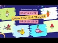 How to Draw Cute Fruits & Vegetables 🍉🥕 | Easy Kawaii Food Drawing Tutorial