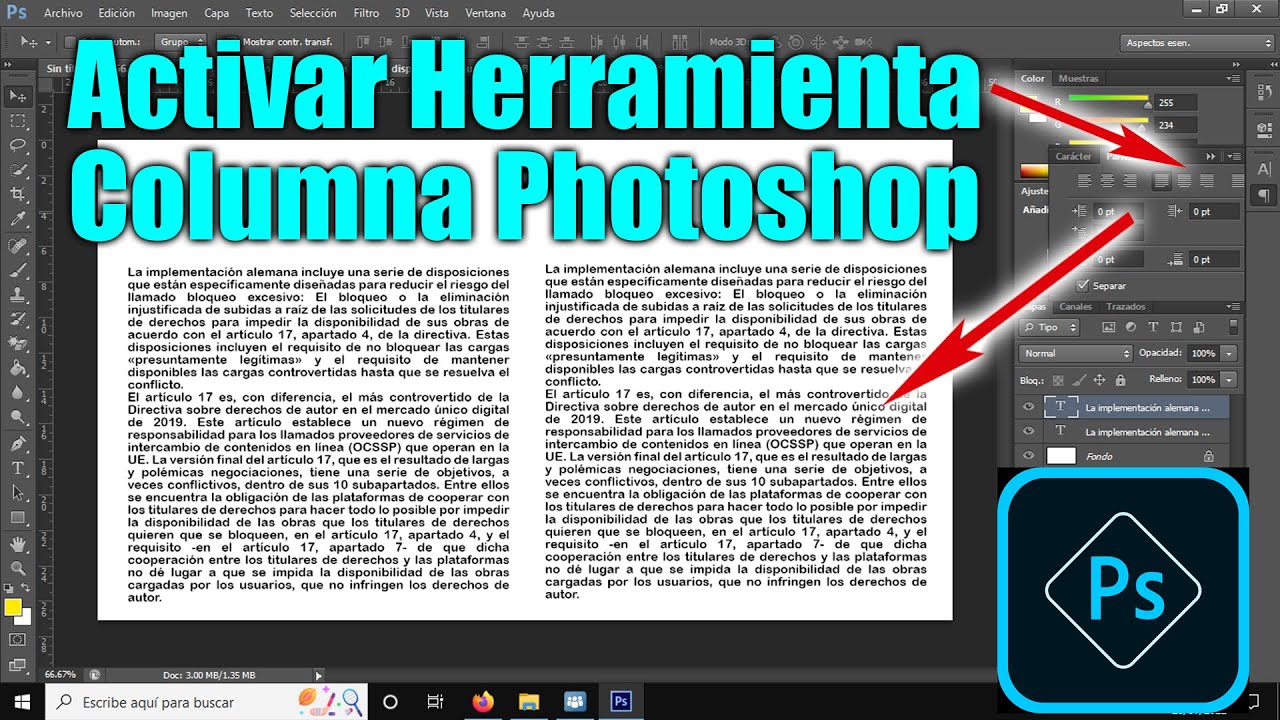 Como Hacer Dos Columnas De Texto En Photoshop