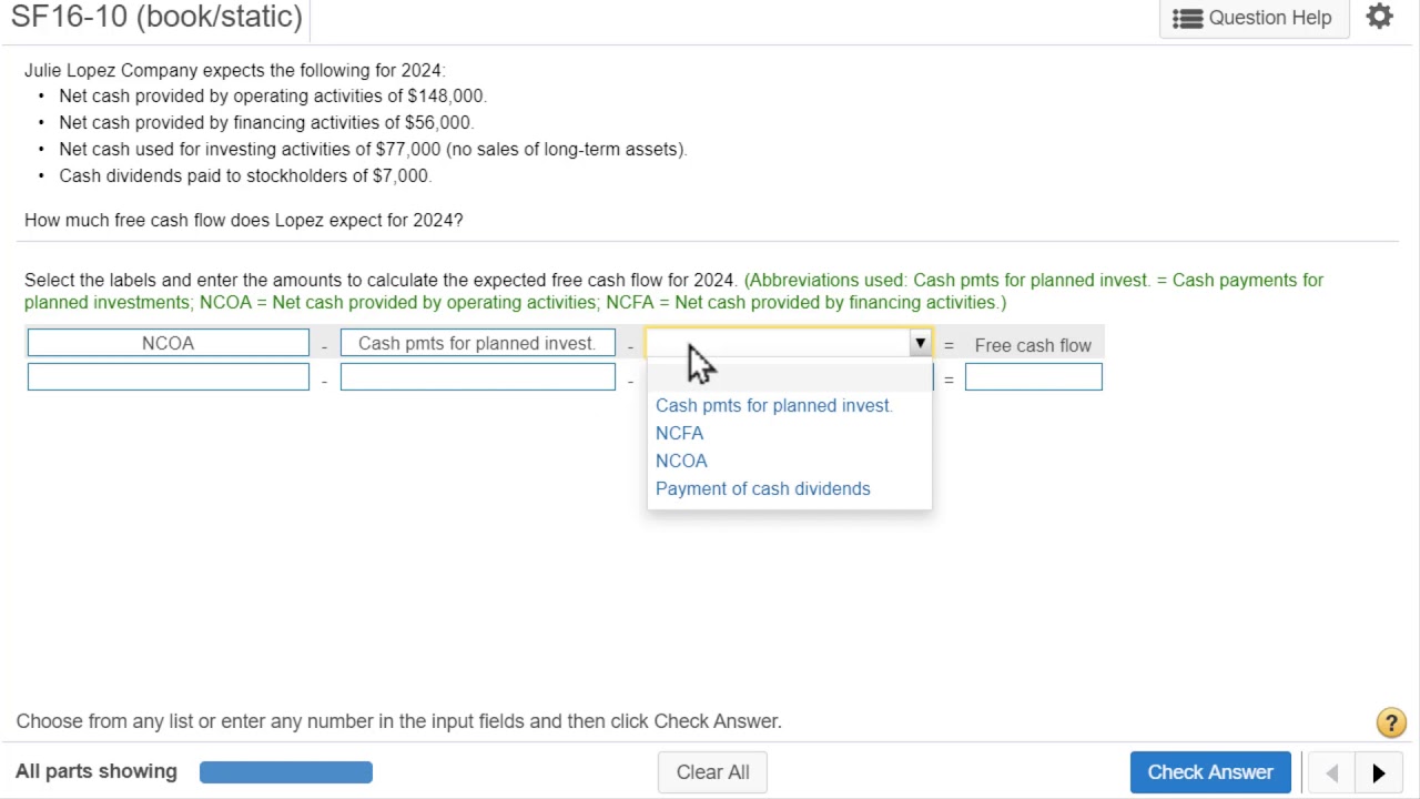 Short Exercise 16-10 Free Cash Flow, 13th Edition