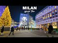 Walking in Milan in December Christmas Eve | Walking Tour 2023