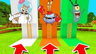 Minecraft PE : DO NOT CHOOSE THE WRONG LADDER! (Sandy Cheeks, Mr Krabs & Plankton)