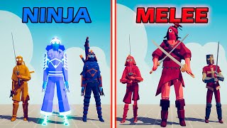 NINJA TEAM vs MELEE TEAM - Totally Accurate Battle Simulator | TABS