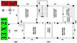 How to Make House plan !!750 Sqft North Facing 2bhk House Plan !! सुन्दर मकान का नक्सा कैसे बनता है?