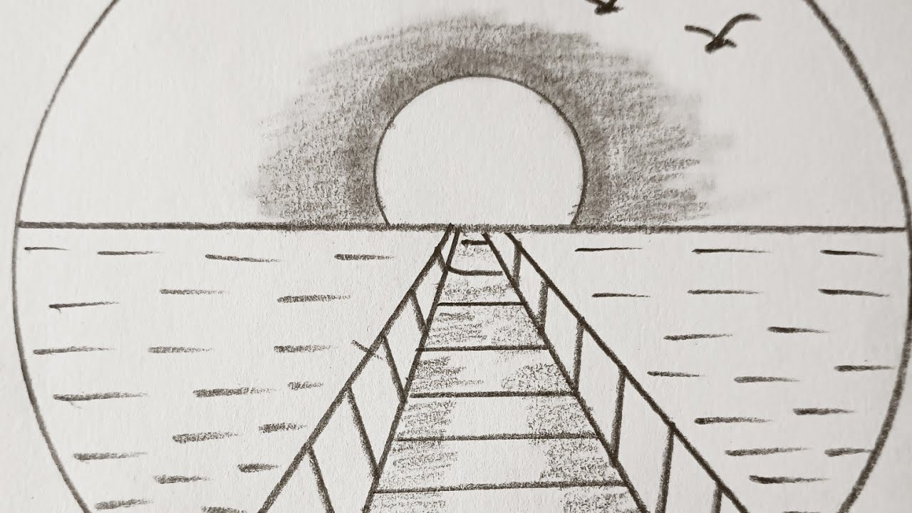 Easy sun scenery drawing 2b pencil sketching 