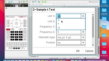 Two sample t-test on TI-Nspire