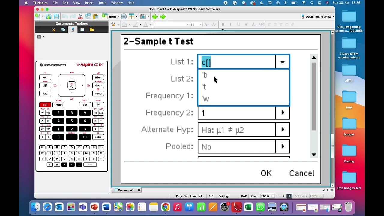 Two sample t-test on TI-Nspire - YouTube