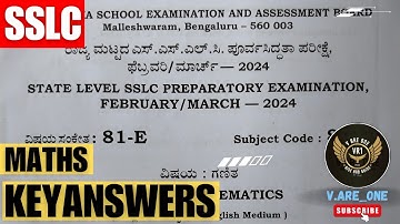 SSLC 2023-24 MATHS STATE LEVEL PREPARATORY PAPER WITH KEY ANSWERS