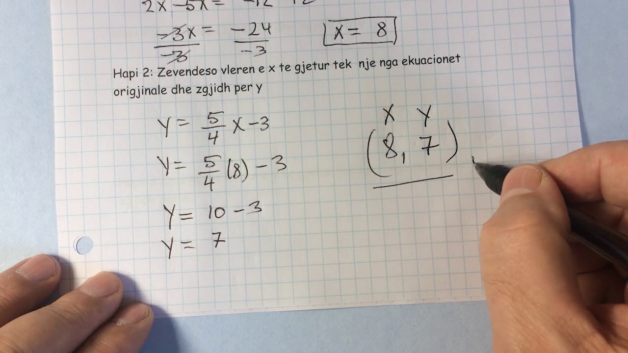 Matematika 9 : Zgjidhja e Sistemeve te dy Ekuacioneve me Zevendesim