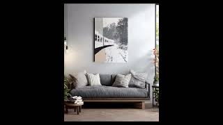 Minimalist Train Landscape Painting – Scandinavian Railway Art  #abstract #home #art #interiordesign