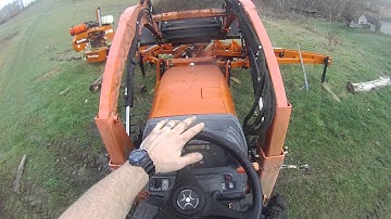 Loading an Osage log onto my sawmill using my Kubota Tractor