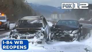 WB I-84 reopens in Gorge after multi-car crashes