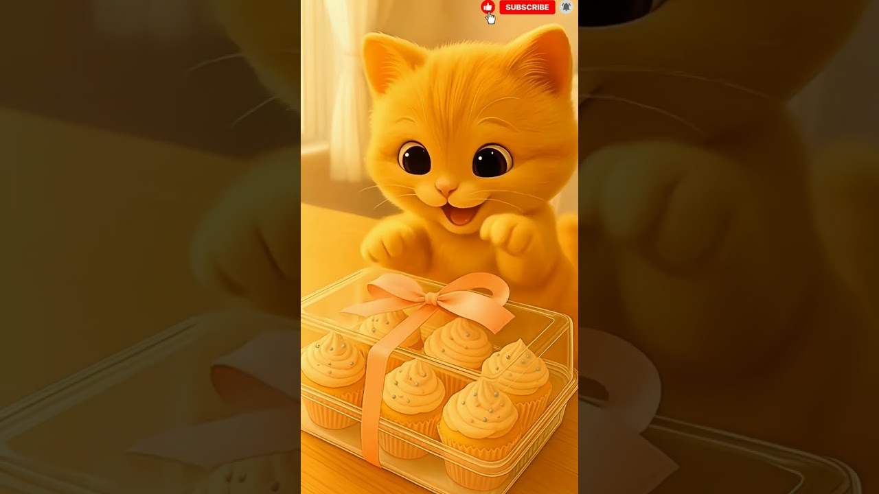 Котенок печёт кексы, чтобы удивить свою лучшую подругу 🎂🐱❤️