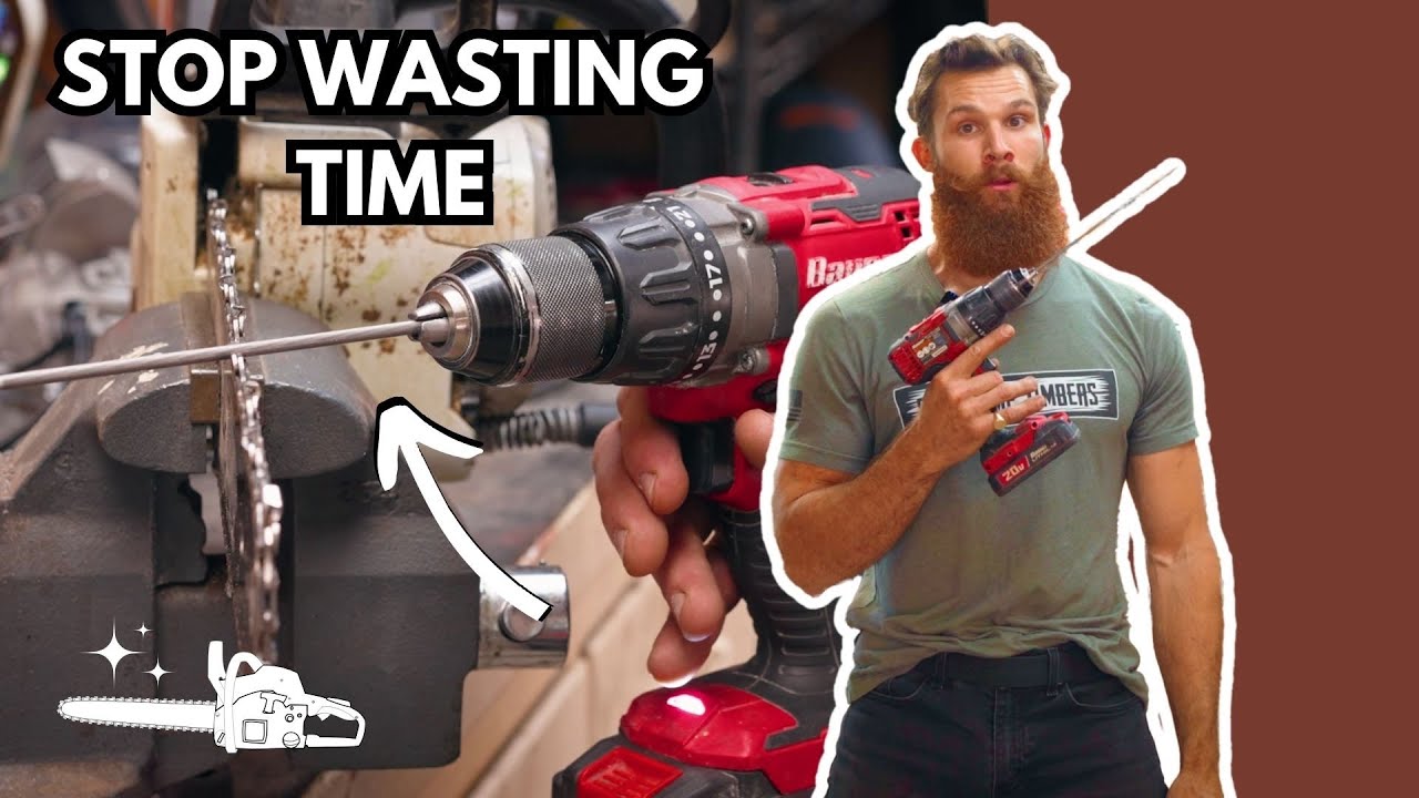 SUPER FAST | How To Sharpen A Chainsaw With A DRILL - YouTube