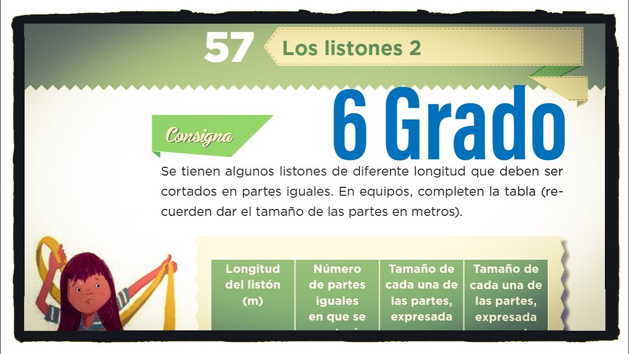 Desafío 57 sexto grado Los listones 2 página 114 del libro de