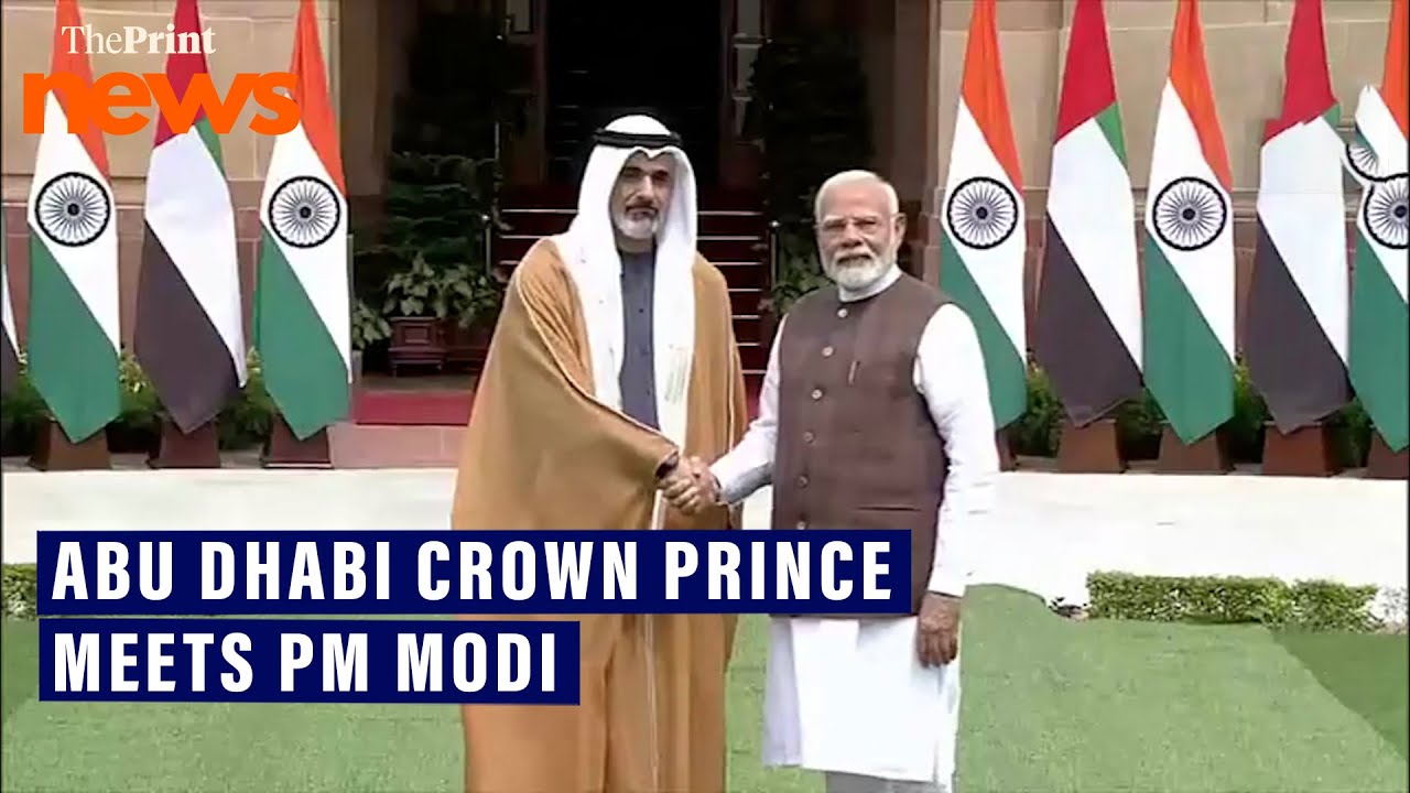 Abu Dhabi Crown Prince Al Nahyan meets PM Modi at Hyderabad House in ...