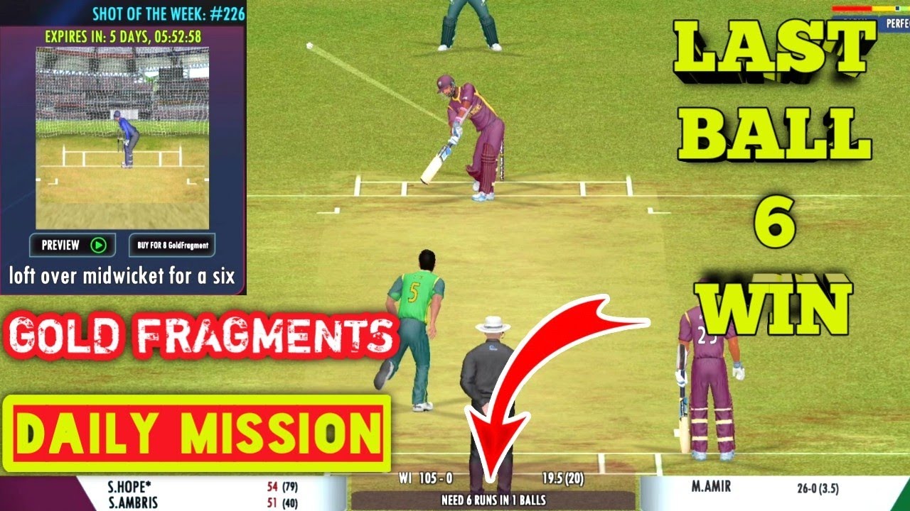 Real cricket 22 Last ball 6 runs needed to win the match, Daily Mission ...