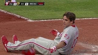 PHI@PIT: The Pirates relay for the out at the dish