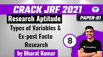 Crack JRF 2021| Research Aptitude by Bharat Kumar | Types of Variables & Ex-post Facto Research